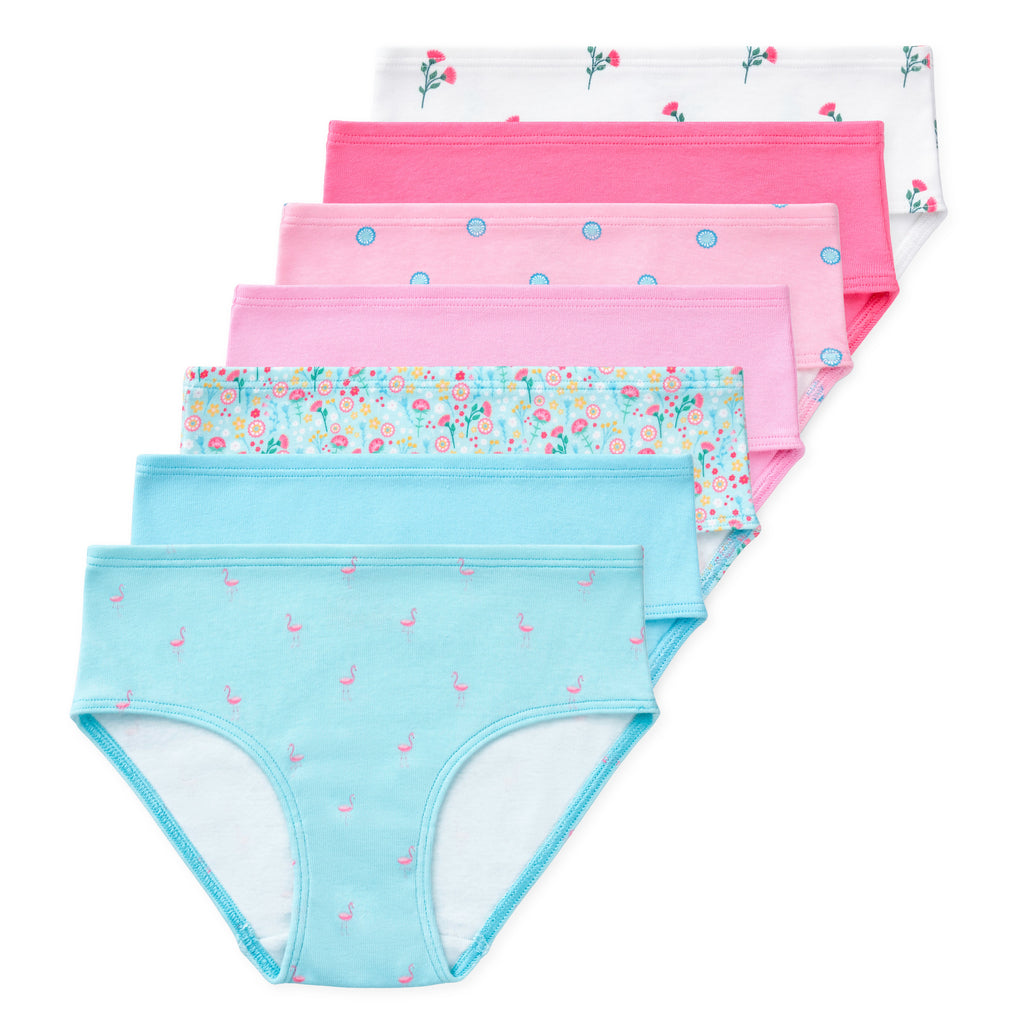 Gracie Girls Organic Cotton Briefs (7-Pack) - Floral Flamingo