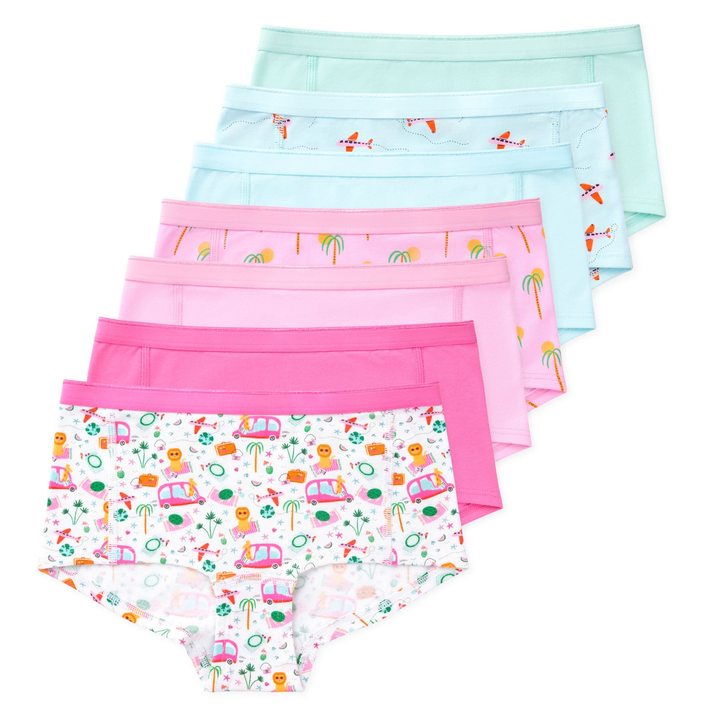 Jamie Girls Performance Boyshorts (7-Pack) - Paradise Palm