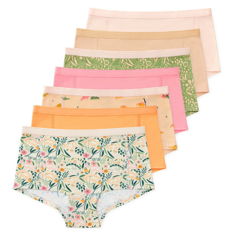 Jamie Tween Girls Performance Boyshorts (7-Pack) - Lovelysaurus