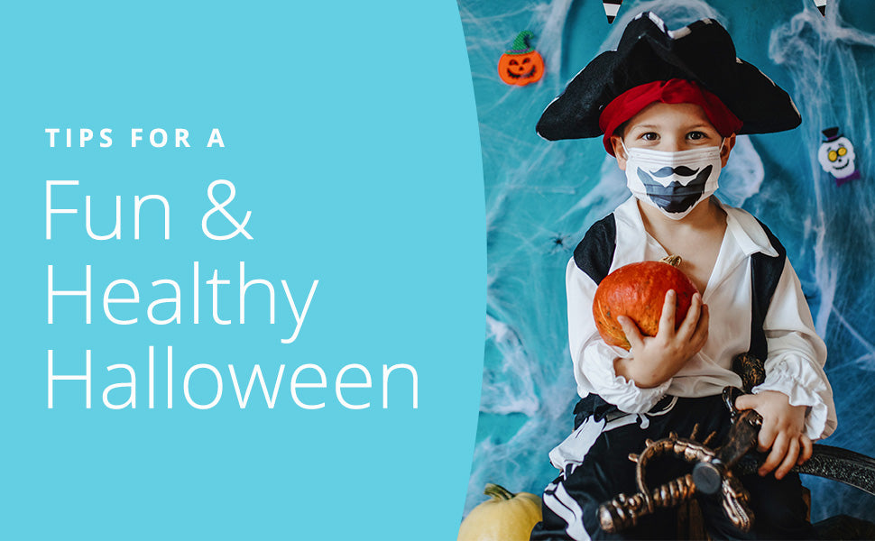 Fun and Healthy Halloween Boy in pirate costume