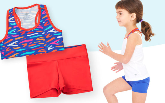 girl wearing layla dance shorts and racerback activewear