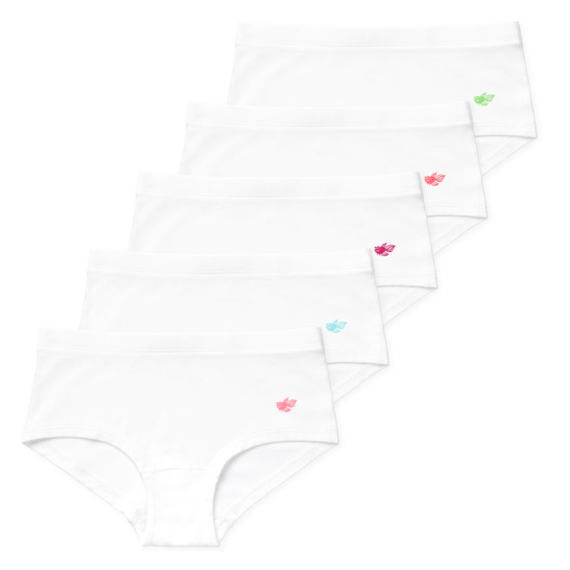 Annika Girls Boyshorts (5-Pack) - White