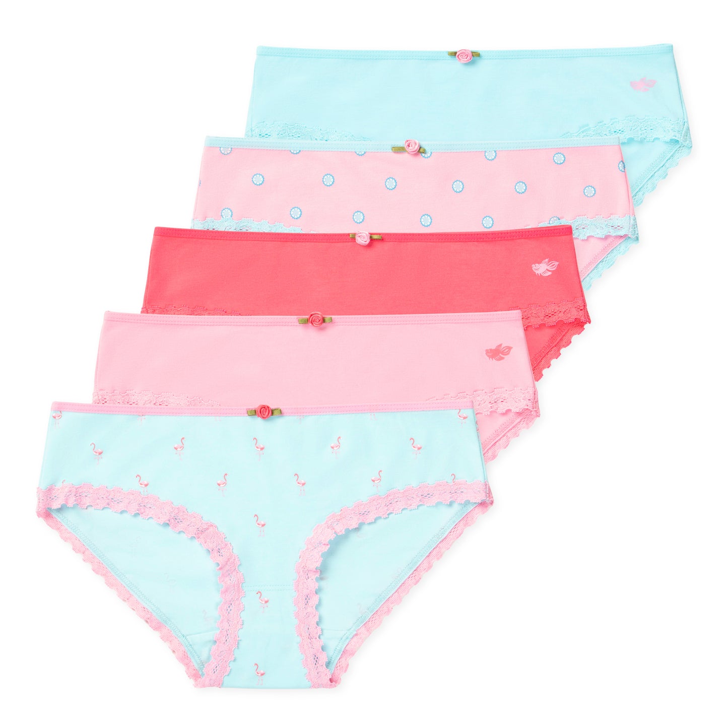 Ava Tween Girls Bikini Underwear (5-Pack) - Floral Flamingo