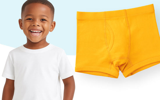 boys wearing logan tshirt in white and nolan organic cotton boxer briefs in parakeet