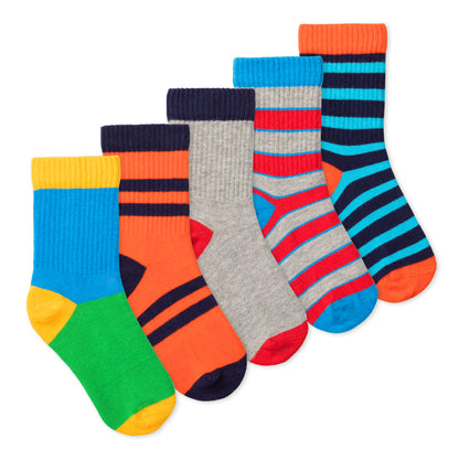 Casey Kids Crew Socks (5-Pack) - High Tide