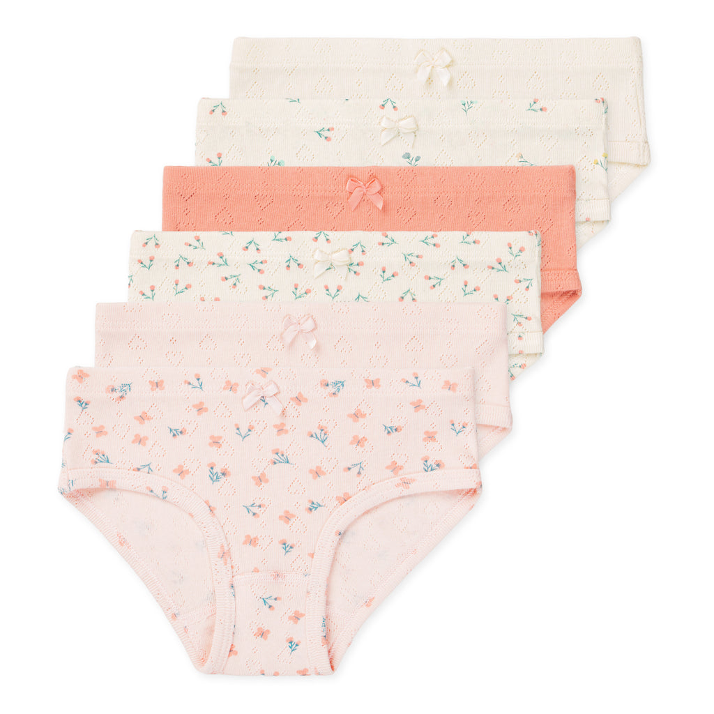 Erica Girls Organic Cotton Bikini Underwear - Floral Fields 6-Pack