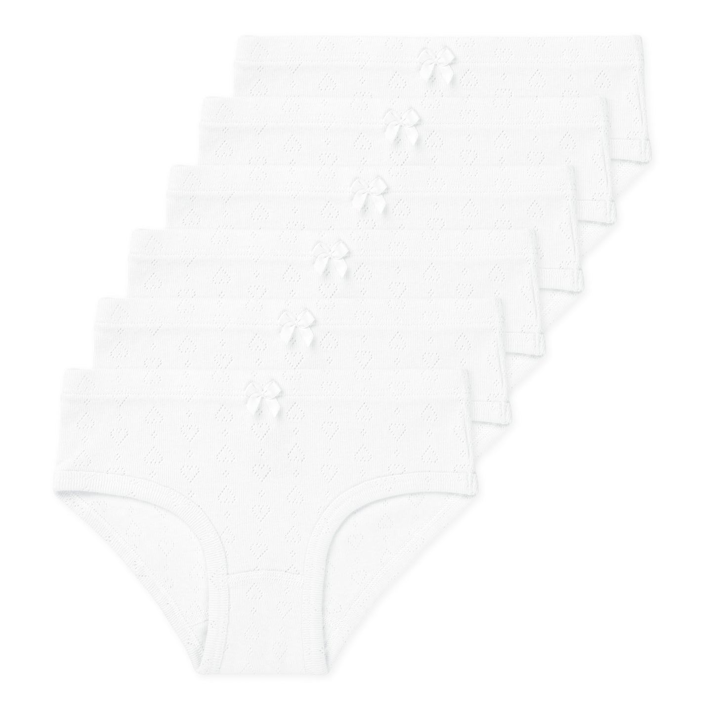 Erica Girls Organic Cotton Bikini Underwear - White 6-Pack