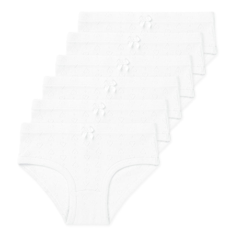 Erica Girls Organic Cotton Bikini Underwear - White 6-Pack