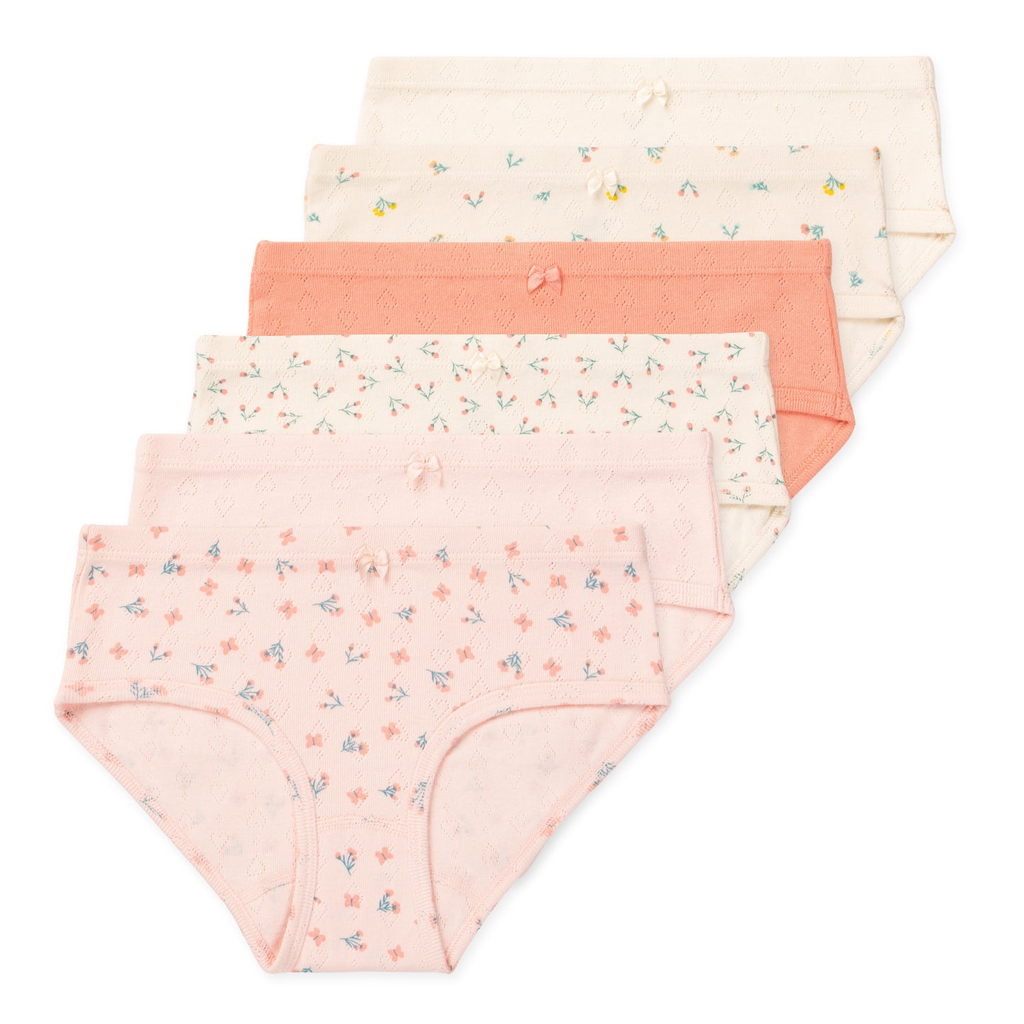 Erica Tween Girls Organic Cotton Bikini Underwear (6-Pack) - Floral Fields
