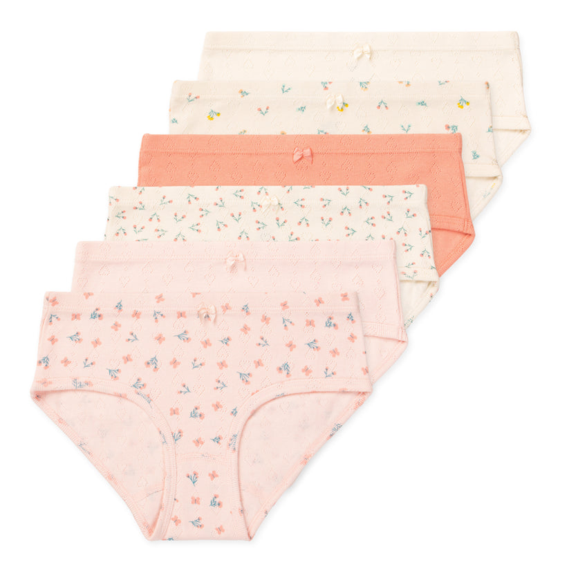 Erica Tween Girls Organic Cotton Bikini Underwear (6-Pack) - Floral Fields