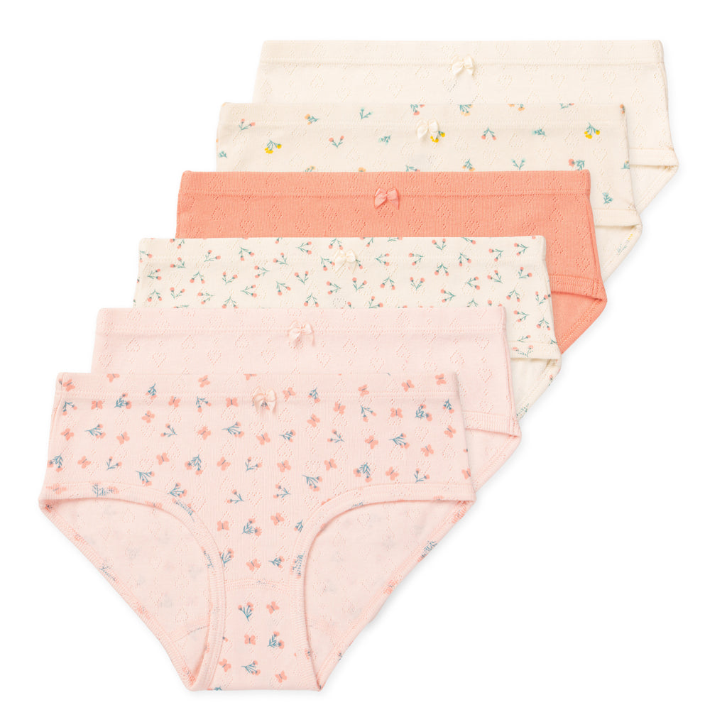 Erica Tween Girls Organic Cotton Bikini Underwear (6-Pack) - Floral Fields