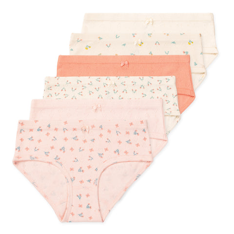 Erica Tween Girls Organic Cotton Bikini Underwear (6-Pack) - Floral Fields