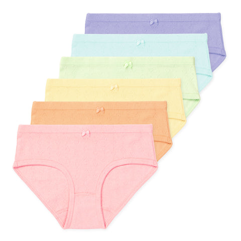 Erica Tween Girls Organic Cotton Bikini Underwear (6-Pack) - Macaron