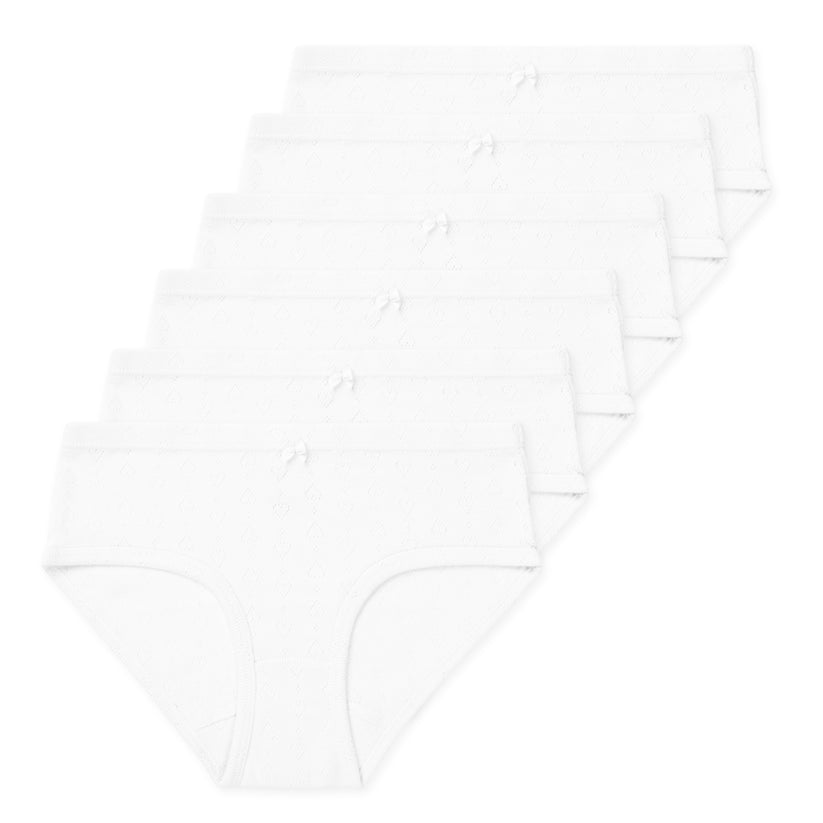 Erica Tween Girls Organic Cotton Bikini Underwear (6-Pack) - White