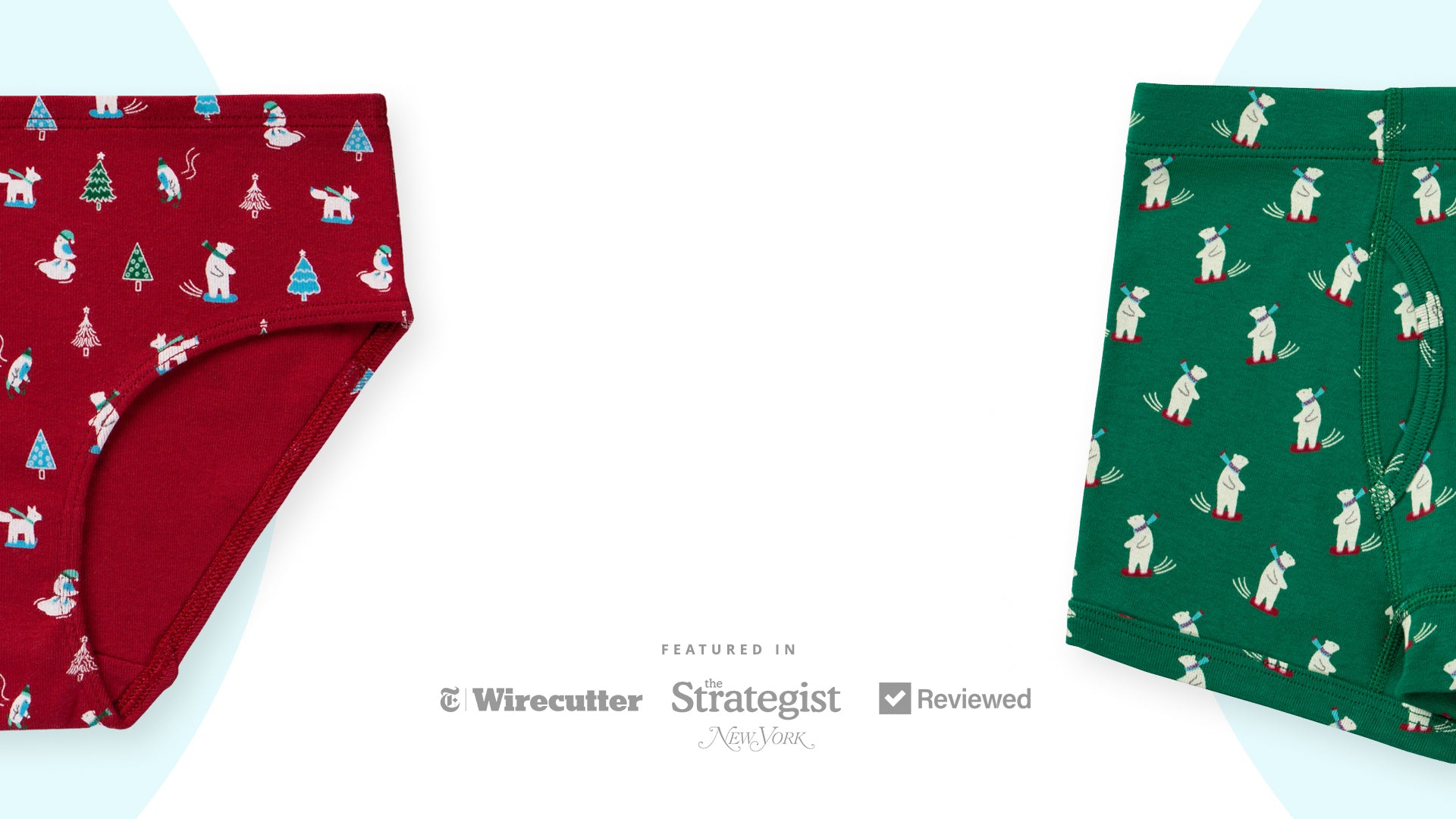 Image of organic cotton girls' briefs and organic cotton boys' boxer briefs. 