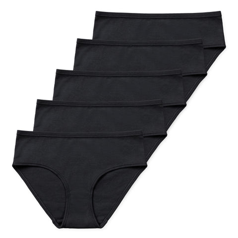 Gracie Tween Girls Organic Cotton Briefs (5-Pack) - Black