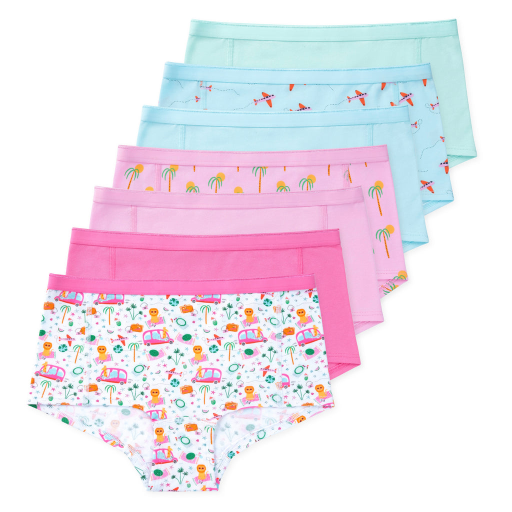 Jamie Tween Girls Performance Boyshorts (7-Pack) - Paradise Palm