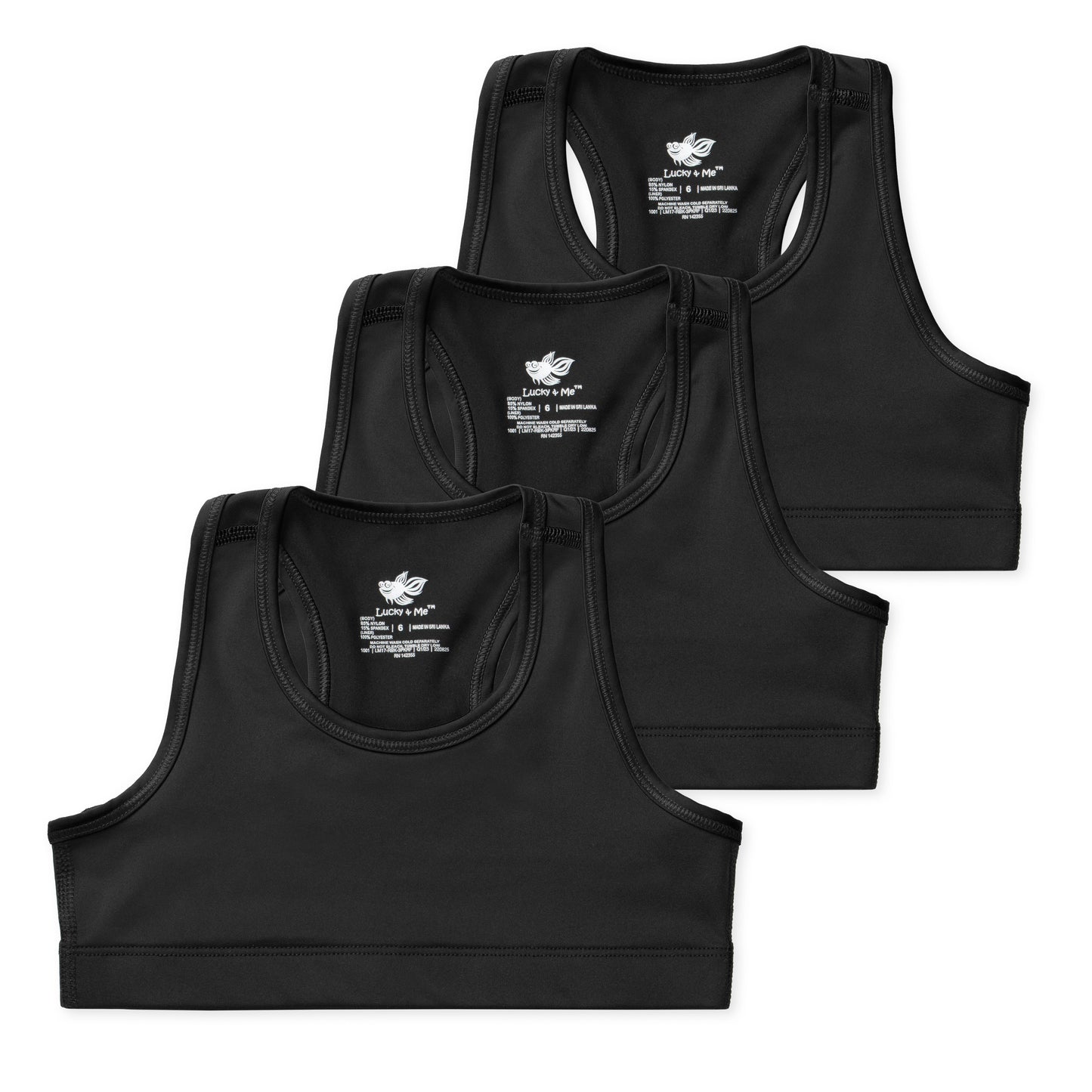 Layla Girls Racerback Cropped Tank (3-Pack)