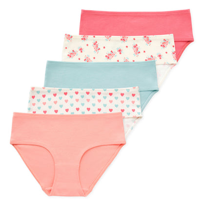 Gracie Tween Girls Organic Cotton Briefs (5-Pack) - Cottage Rose