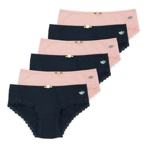 Ava Girls Bikini Underwear (6-Pack) - Ebony Blush