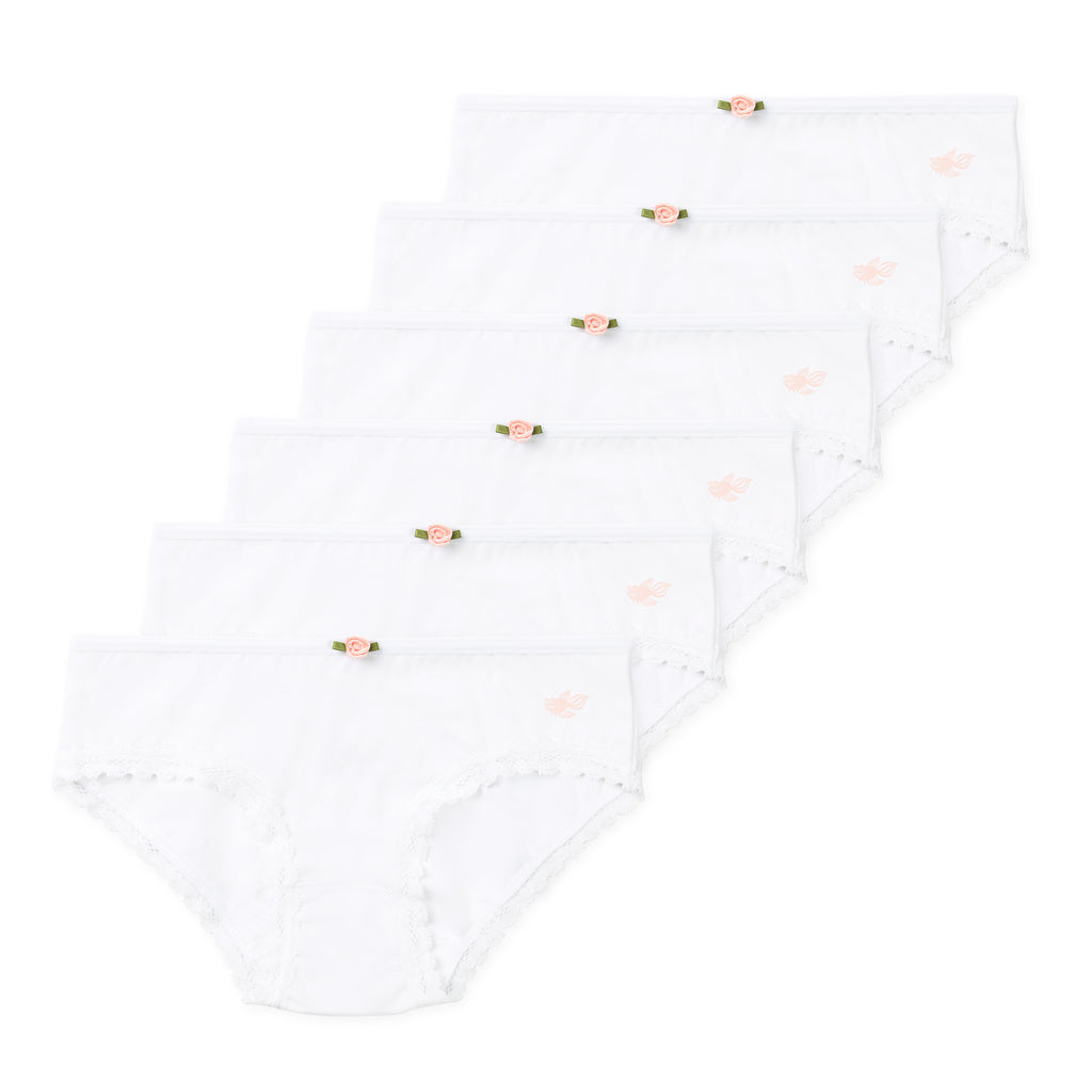Ava Girls Bikini Underwear (6-Pack) - White