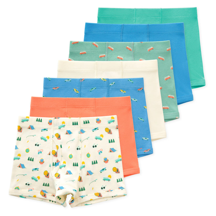 Nolan Boys Organic Cotton Boxer Briefs (7-Pack) - Happy Camper