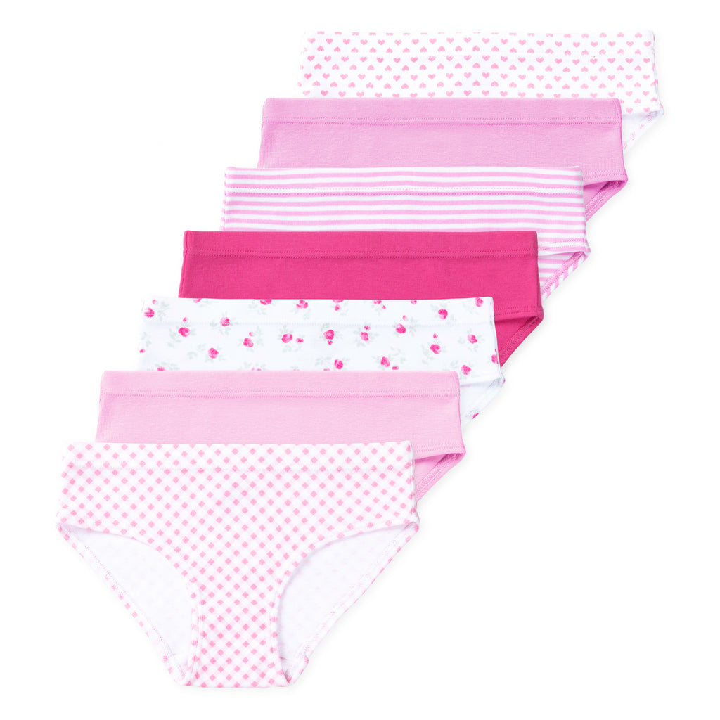 Ryleigh Girls Organic Cotton Bikini Underwear (7-Pack) - Pretty Pink