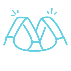 A light blue minimalist line drawing of a bralette strap on a plain white background.