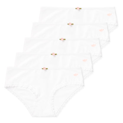 Ava Tween Girls Bikini Underwear (5-Pack) - White