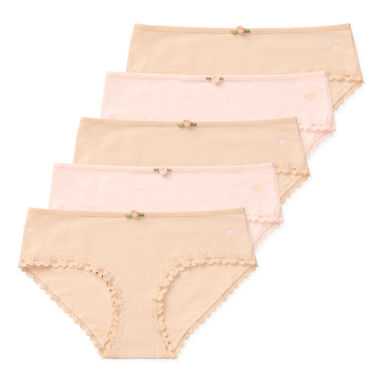 Ava Tween Girls Bikini Underwear (5-Pack) - Pinky Tan
