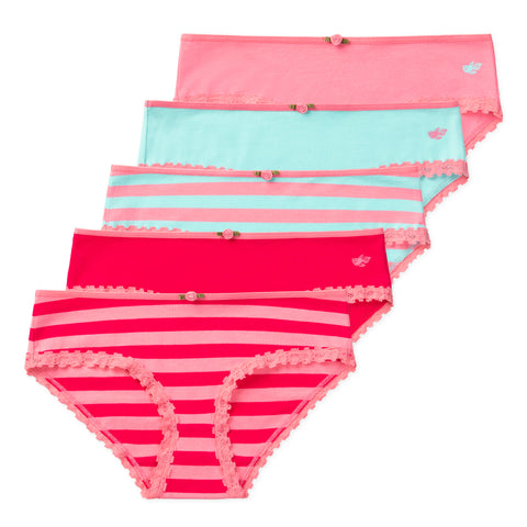 Ava Tween Girls Bikini Underwear (5-Pack) - Pink Stripes Combo
