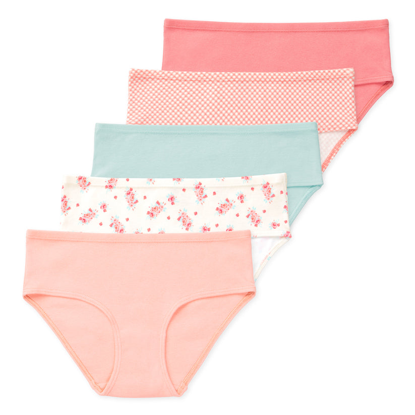 Gracie Tween Girls Organic Cotton Briefs (5-Pack) - Cottage Rose