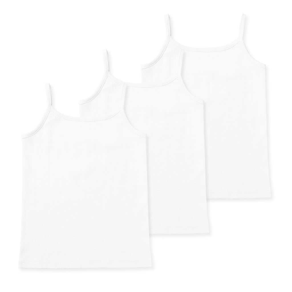 Organic Cotton Girls Camisoles - White - 3-Pack