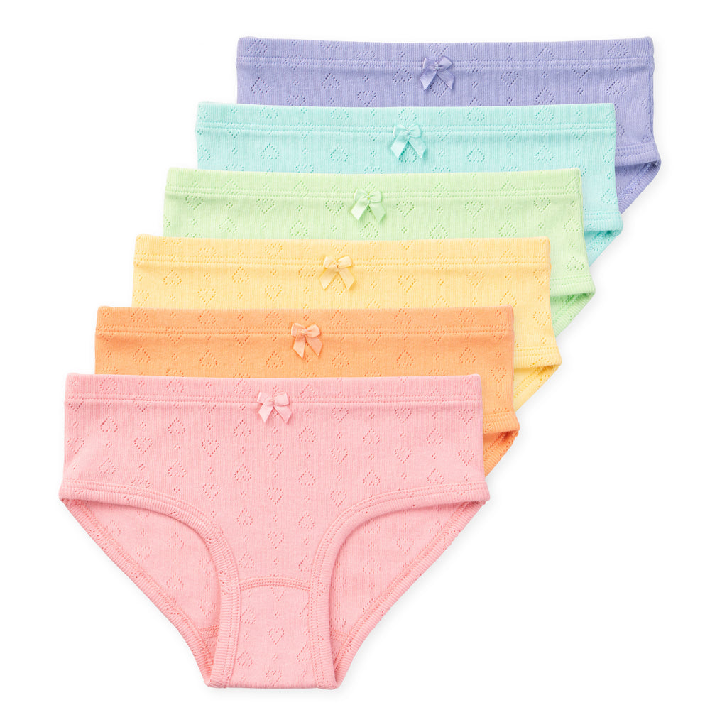Erica Girls Organic Cotton Bikini Underwear - Macaron 6-Pack